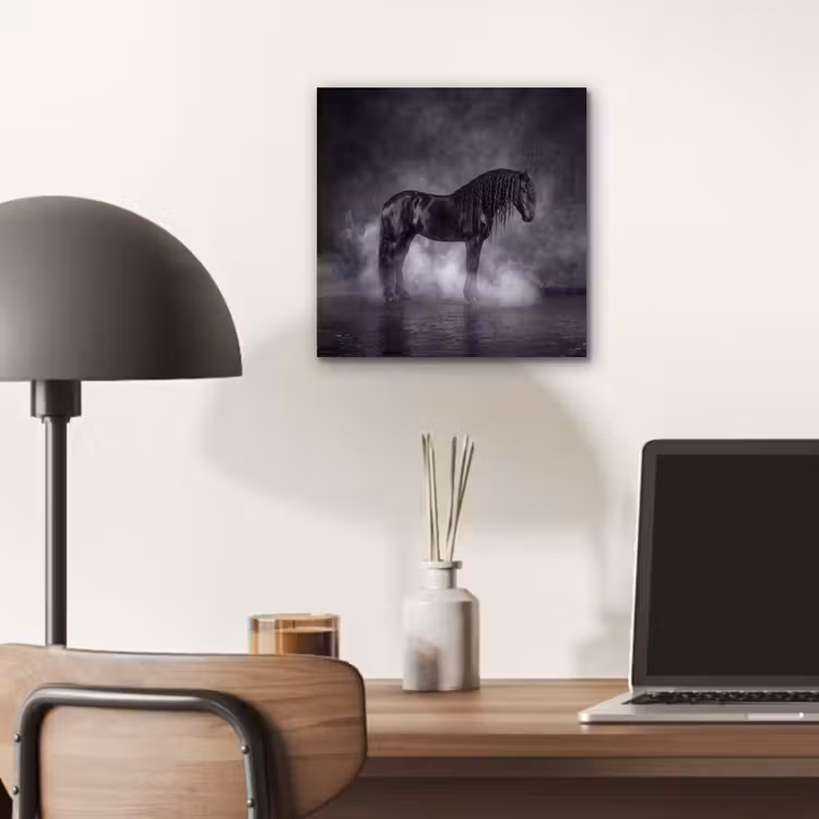 Paard - Magisch - Zwart aluminium wit klein -sfeer5