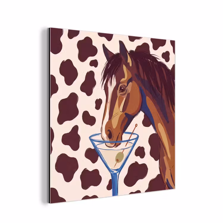 Paard - Martini - Dieren - Abstract - Bruin aluminium wit klein -3d