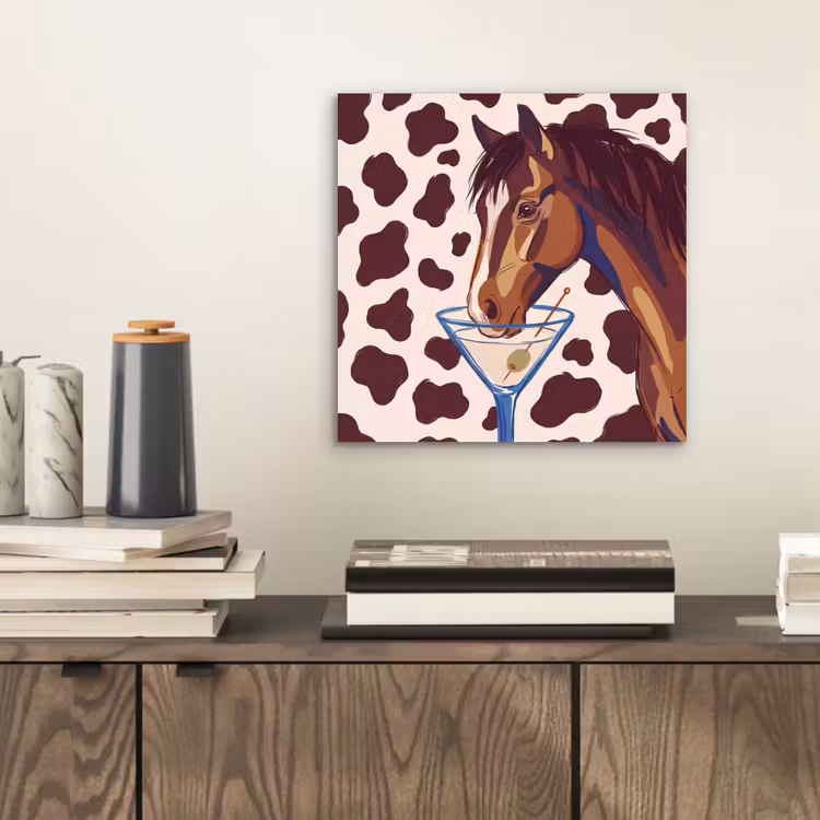 Paard - Martini - Dieren - Abstract - Bruin aluminium wit klein -sfeer1