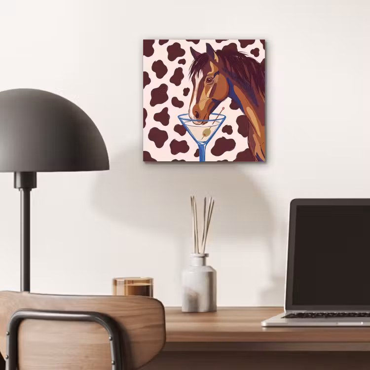 Paard - Martini - Dieren - Abstract - Bruin aluminium wit klein -sfeer5