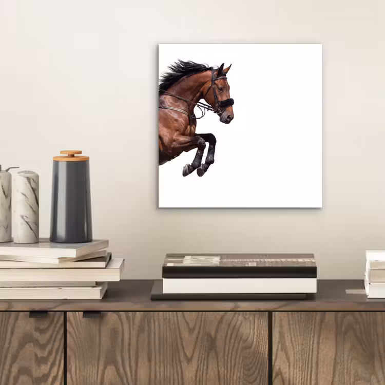 Paard - Springen - Modern aluminium wit klein -sfeer1