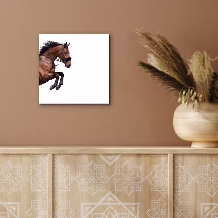 Paard - Springen - Modern aluminium wit klein -sfeer4