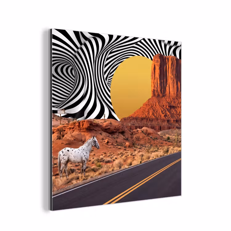 Alu-Dibond-Bild - Pferd – Wüste – Natur - Paard - Woestijn - Natuur aluminium wit klein