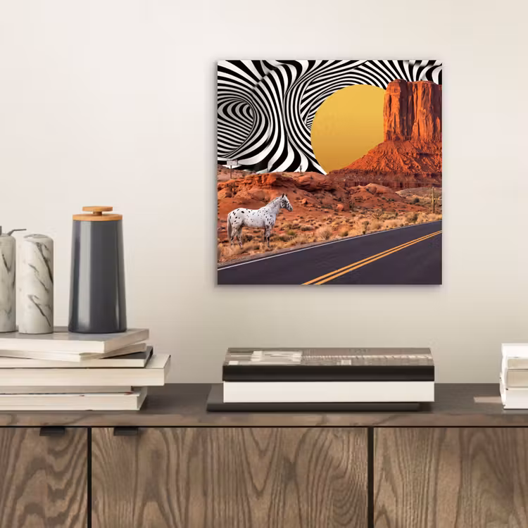 Alu-Dibond-Bild - Pferd – Wüste – Natur - Paard - Woestijn - Natuur aluminium wit klein