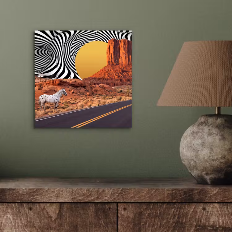 Alu-Dibond-Bild - Pferd – Wüste – Natur - Paard - Woestijn - Natuur aluminium wit klein
