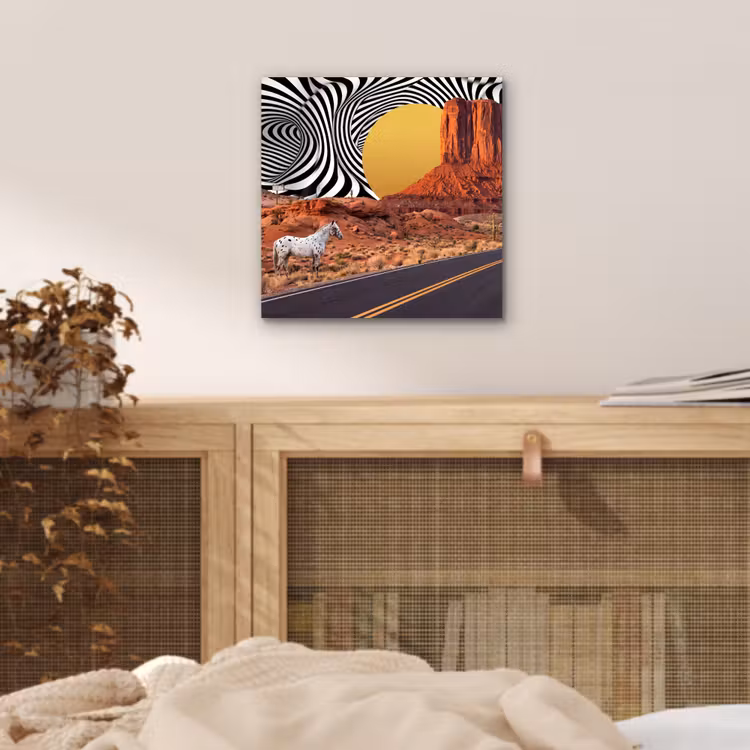 Alu-Dibond-Bild - Pferd – Wüste – Natur - Paard - Woestijn - Natuur aluminium wit klein