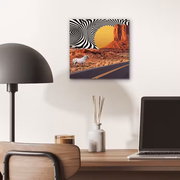Alu-Dibond-Bild - Pferd – Wüste – Natur - Paard - Woestijn - Natuur aluminium wit klein