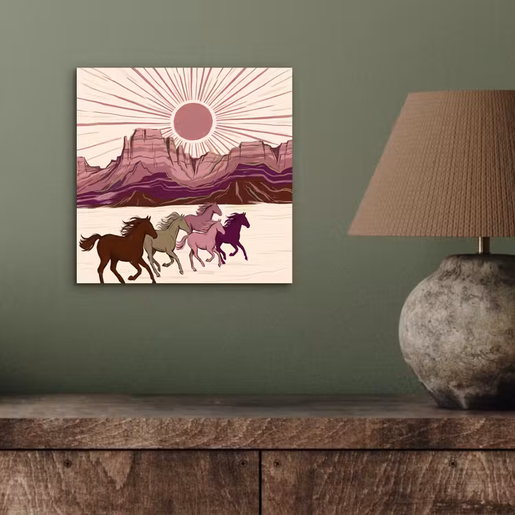 Paarden - Rennend - Woestijn - Natuur - Abstract aluminium wit klein -sfeer2