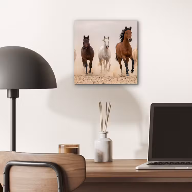 Kudde paarden - Stofwolk - Bruin - Zwart aluminium wit klein -sfeer5