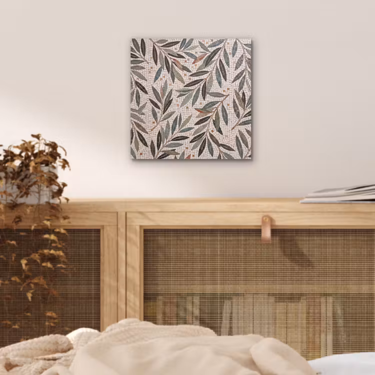 Plant - Blad - Mozaïek - Groen aluminium wit klein -sfeer3