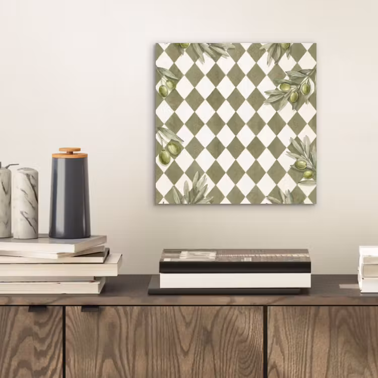 Plant - Olijftakken - Waterverf - Mediterraan - Groen aluminium wit klein -sfeer1