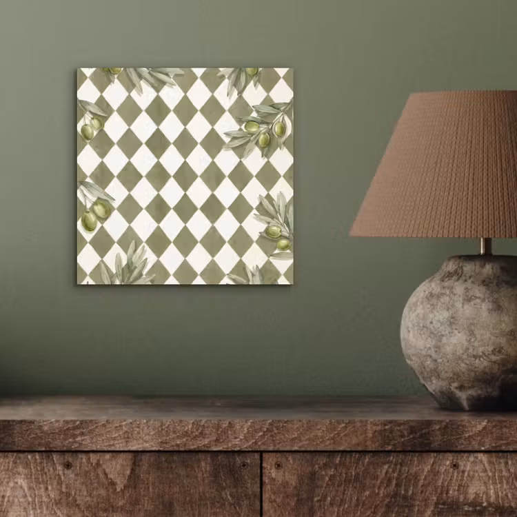 Plant - Olijftakken - Waterverf - Mediterraan - Groen aluminium wit klein -sfeer2