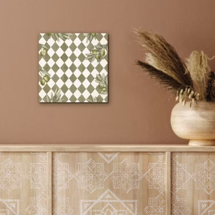 Plant - Olijftakken - Waterverf - Mediterraan - Groen aluminium wit klein -sfeer4