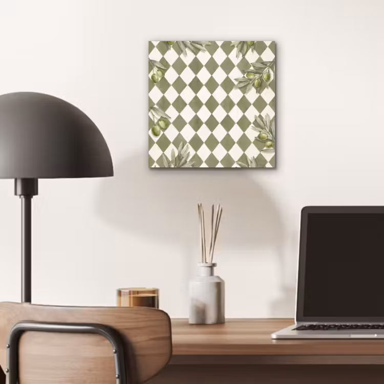 Plant - Olijftakken - Waterverf - Mediterraan - Groen aluminium wit klein -sfeer5