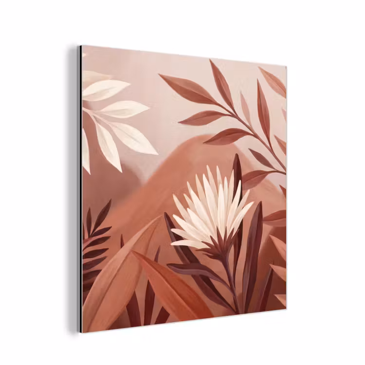 Planten - Bladeren - Botanisch - Modern - Bruin aluminium wit klein -3d