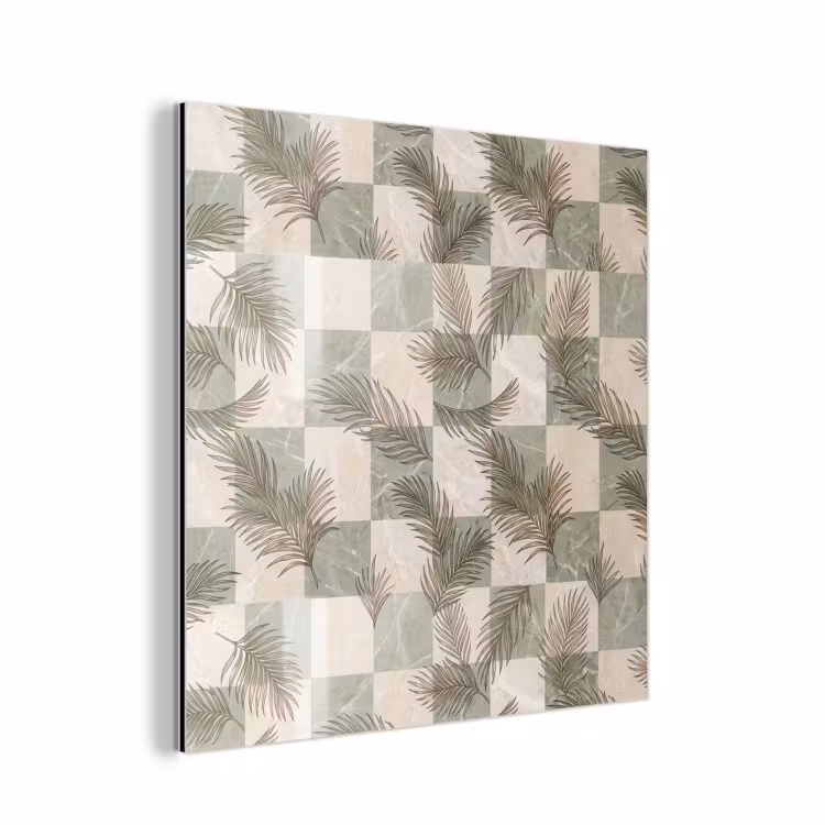 Planten - Bladeren - Marmer - Modern - Groen aluminium wit klein -3d