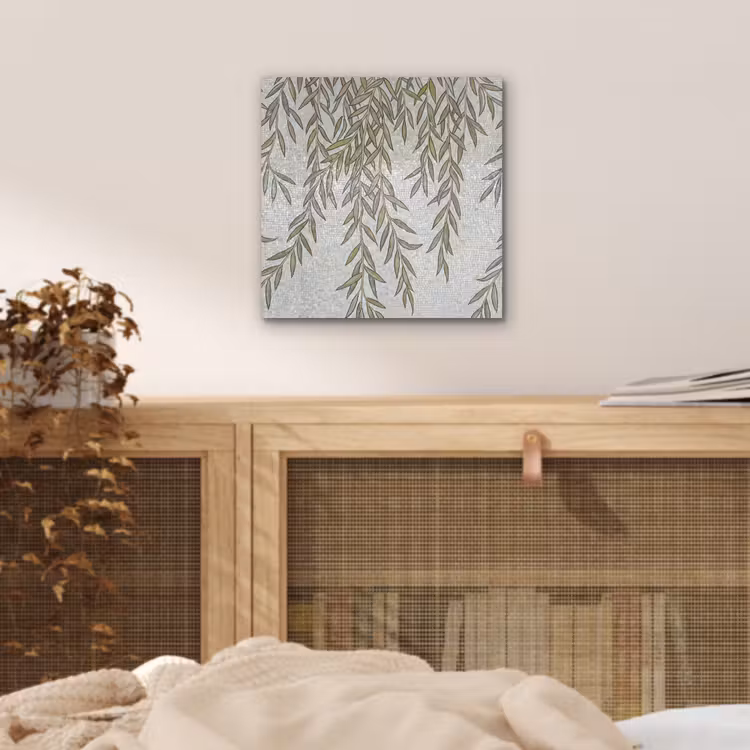 Planten - Mozaïek - Patroon - Groen - Blauw aluminium wit klein -sfeer3
