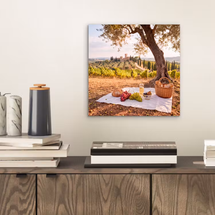 Picknick - Wijngaard - Landschap - Zomer - Eten aluminium wit klein -sfeer1