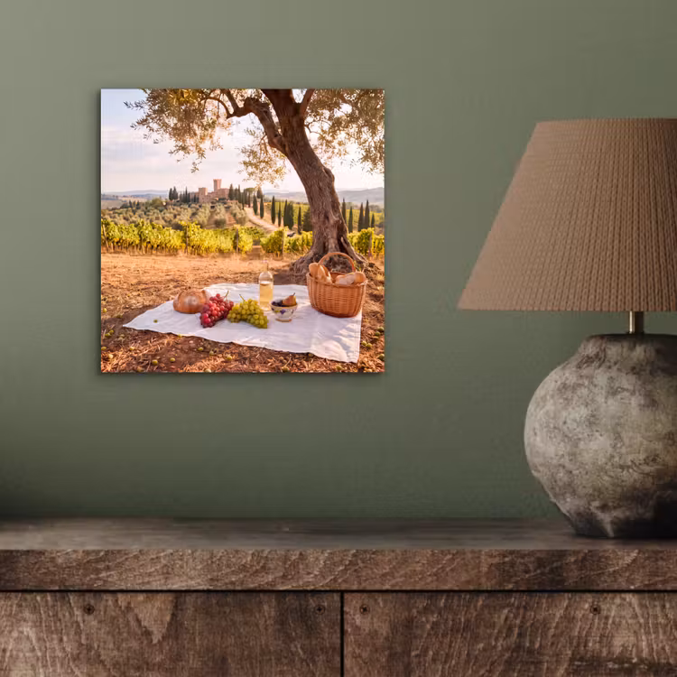 Picknick - Wijngaard - Landschap - Zomer - Eten aluminium wit klein -sfeer2