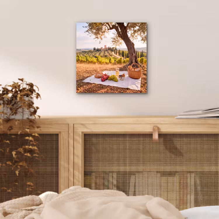 Picknick - Wijngaard - Landschap - Zomer - Eten aluminium wit klein -sfeer3