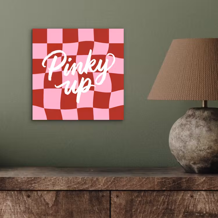 Pinky up - Geblokt - Bordeauxrood aluminium wit klein -sfeer2