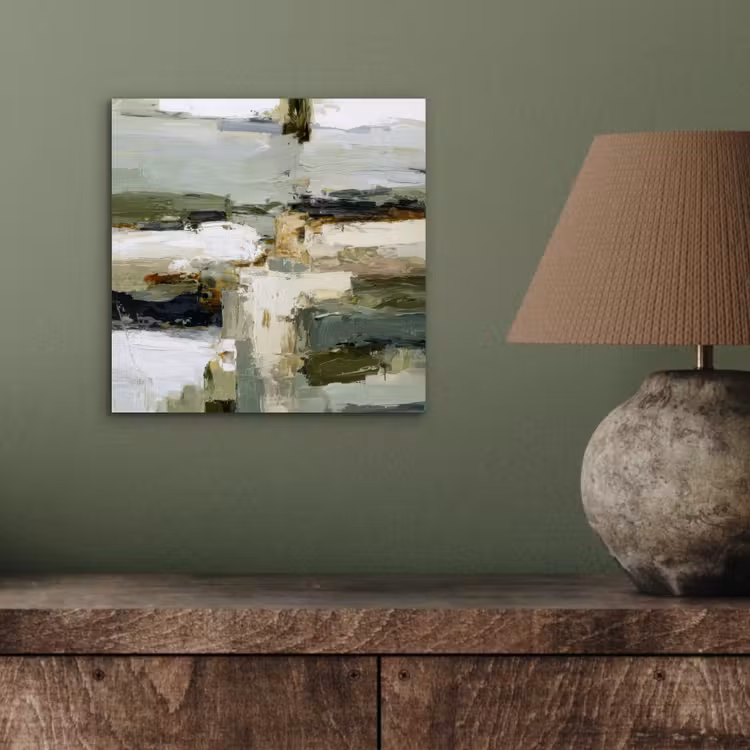 Penseelstreken - Groen - Abstract - Japandi aluminium wit klein -sfeer2