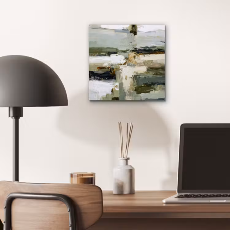 Penseelstreken - Groen - Abstract - Japandi aluminium wit klein -sfeer5