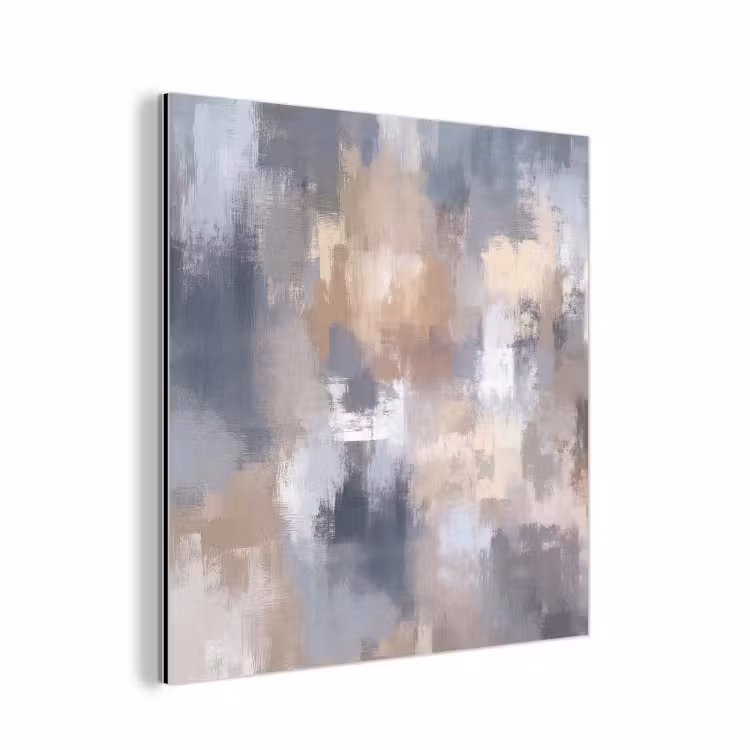Penseelstreken - Schilderij - Beige aluminium wit klein -3d