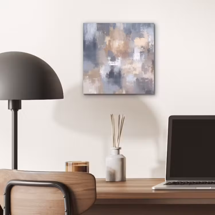 Penseelstreken - Schilderij - Beige aluminium wit klein -sfeer5