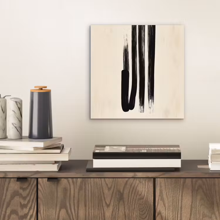 Penseelstreken - Verticaal - Zwart aluminium wit klein -sfeer1
