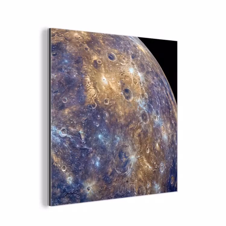 Alu-Dibond-Bild - Planet – Krater – Weltraum - Planeet - Kraters - Ruimte aluminium wit klein