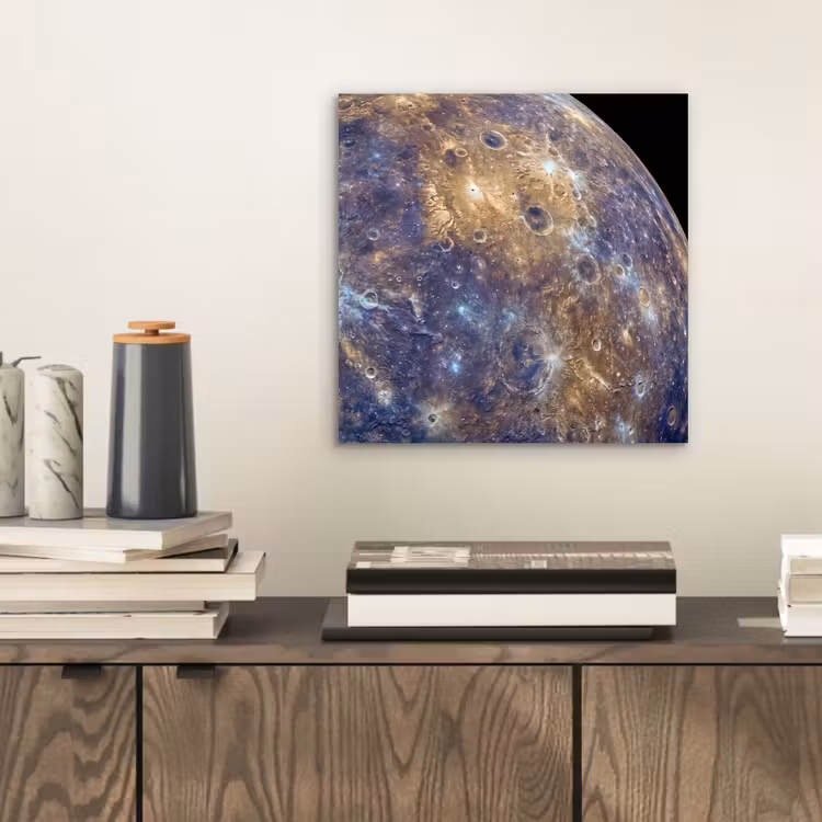Alu-Dibond-Bild - Planet – Krater – Weltraum - Planeet - Kraters - Ruimte aluminium wit klein