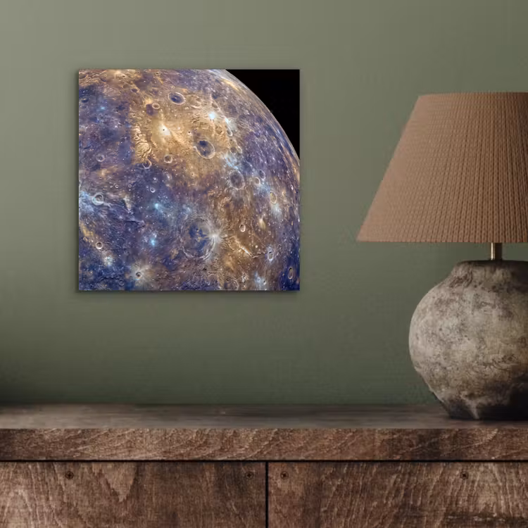 Alu-Dibond-Bild - Planet – Krater – Weltraum - Planeet - Kraters - Ruimte aluminium wit klein
