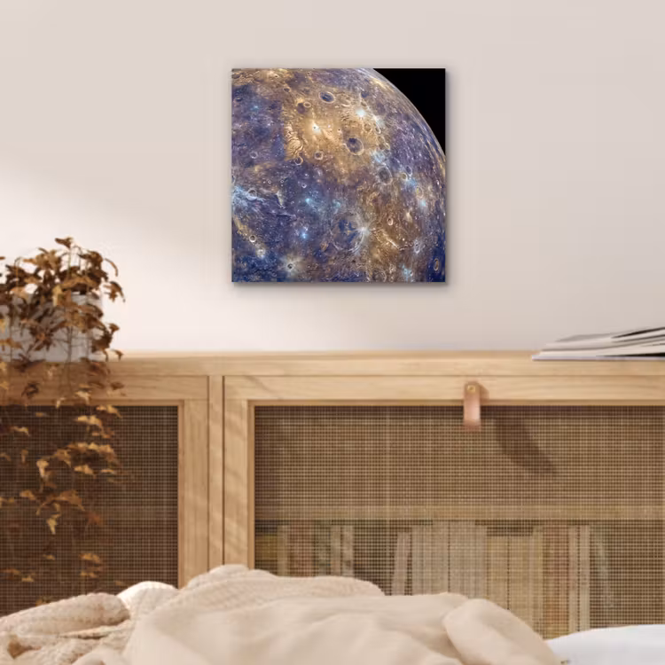 Alu-Dibond-Bild - Planet – Krater – Weltraum - Planeet - Kraters - Ruimte aluminium wit klein