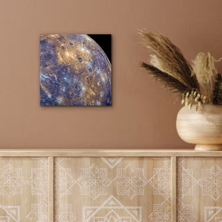 Alu-Dibond-Bild - Planet – Krater – Weltraum - Planeet - Kraters - Ruimte aluminium wit klein