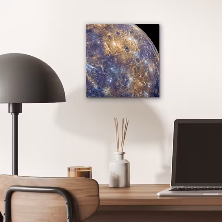 Alu-Dibond-Bild - Planet – Krater – Weltraum - Planeet - Kraters - Ruimte aluminium wit klein