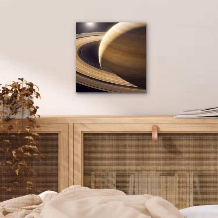 Alu-Dibond-Bild - Planet – Ringe – Weltraum - Planeet - Ringen - Ruimte aluminium wit klein