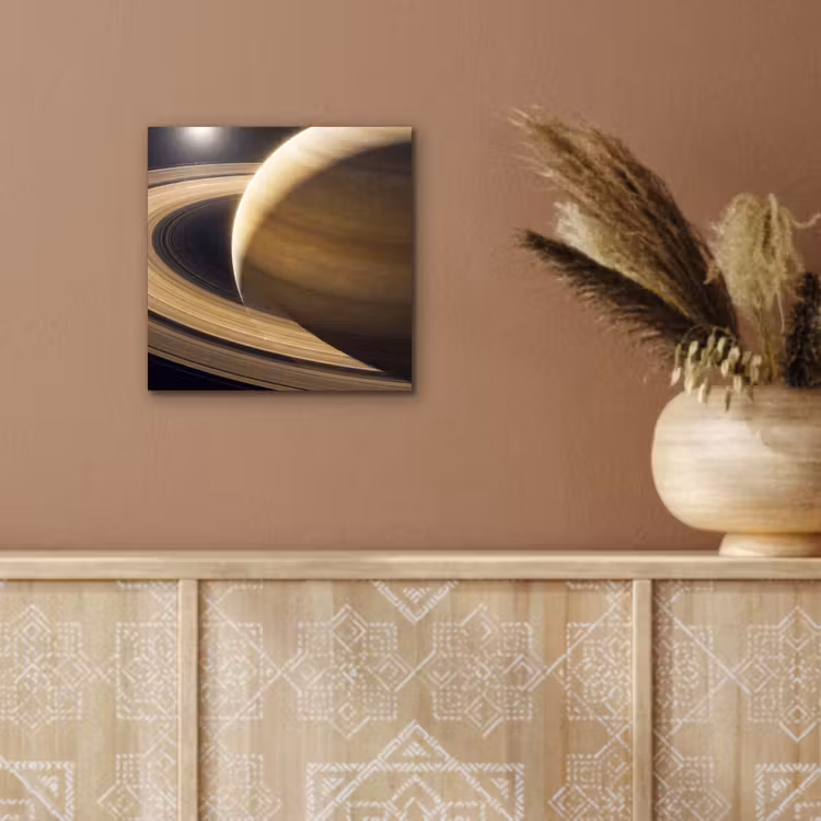 Alu-Dibond-Bild - Planet – Ringe – Weltraum - Planeet - Ringen - Ruimte aluminium wit klein