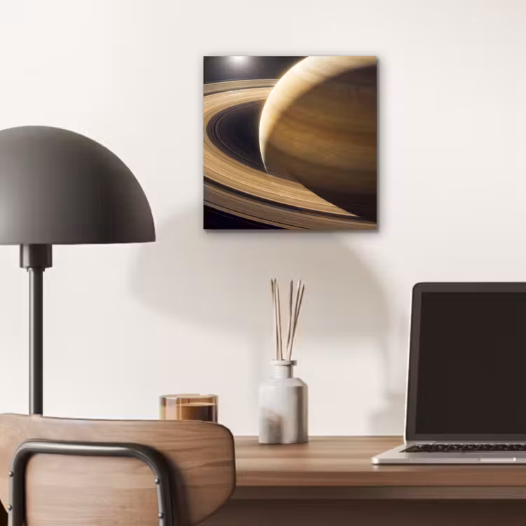 Alu-Dibond-Bild - Planet – Ringe – Weltraum - Planeet - Ringen - Ruimte aluminium wit klein