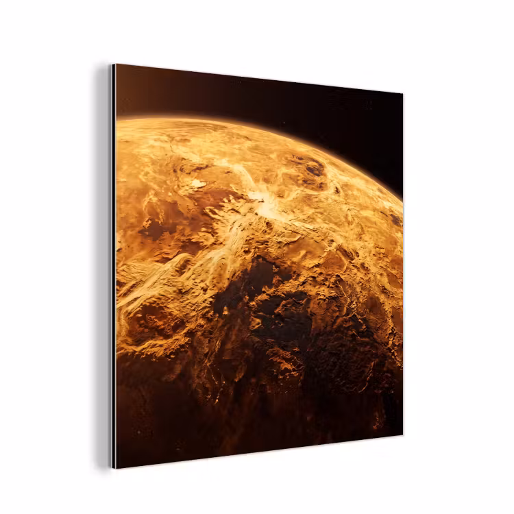 Alu-Dibond-Bild - Planet – Weltraum – Orange - Planeet - Ruimte - Oranje aluminium wit klein