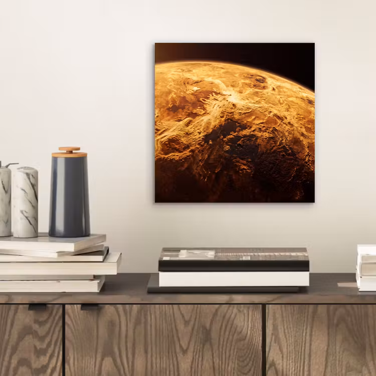 Alu-Dibond-Bild - Planet – Weltraum – Orange - Planeet - Ruimte - Oranje aluminium wit klein