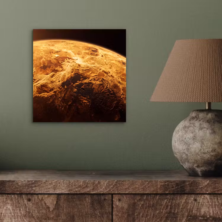 Alu-Dibond-Bild - Planet – Weltraum – Orange - Planeet - Ruimte - Oranje aluminium wit klein
