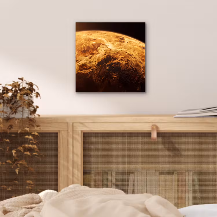 Alu-Dibond-Bild - Planet – Weltraum – Orange - Planeet - Ruimte - Oranje aluminium wit klein