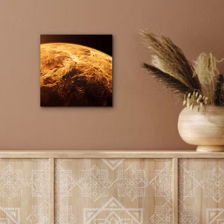 Alu-Dibond-Bild - Planet – Weltraum – Orange - Planeet - Ruimte - Oranje aluminium wit klein