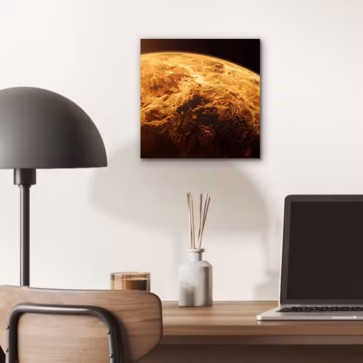 Alu-Dibond-Bild - Planet – Weltraum – Orange - Planeet - Ruimte - Oranje aluminium wit klein