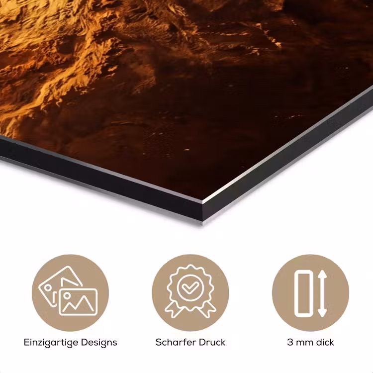 Alu-Dibond-Bild - Planet – Weltraum – Orange - Planeet - Ruimte - Oranje aluminium wit klein
