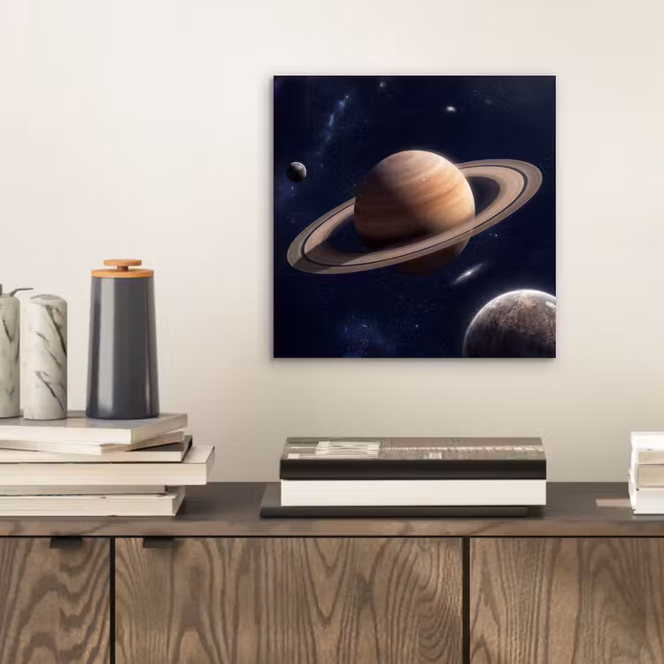Planeten - Saturnus - Ruimte aluminium wit klein -sfeer1