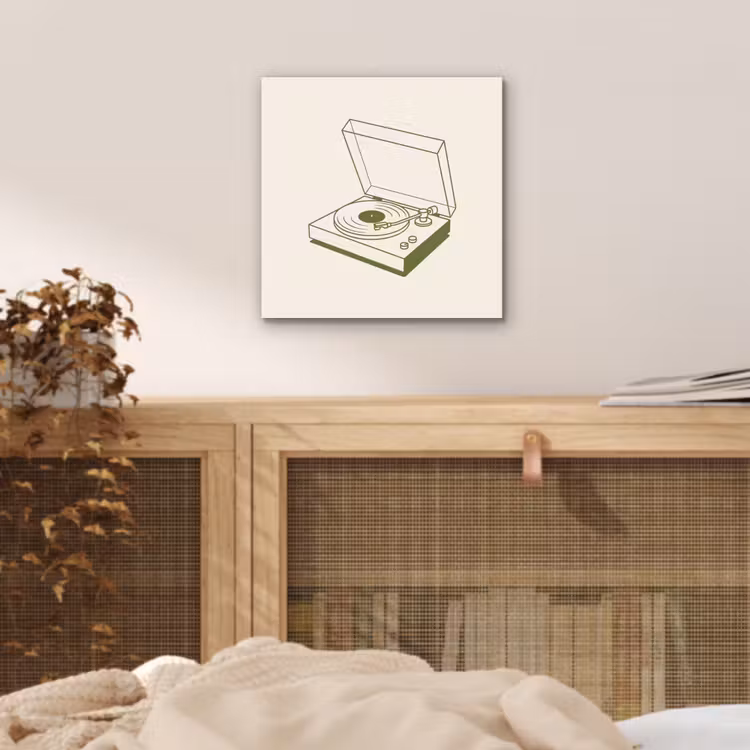 Platenspeler - Vinyl - Muziek - Minimalistisch - Groen aluminium wit klein -sfeer3
