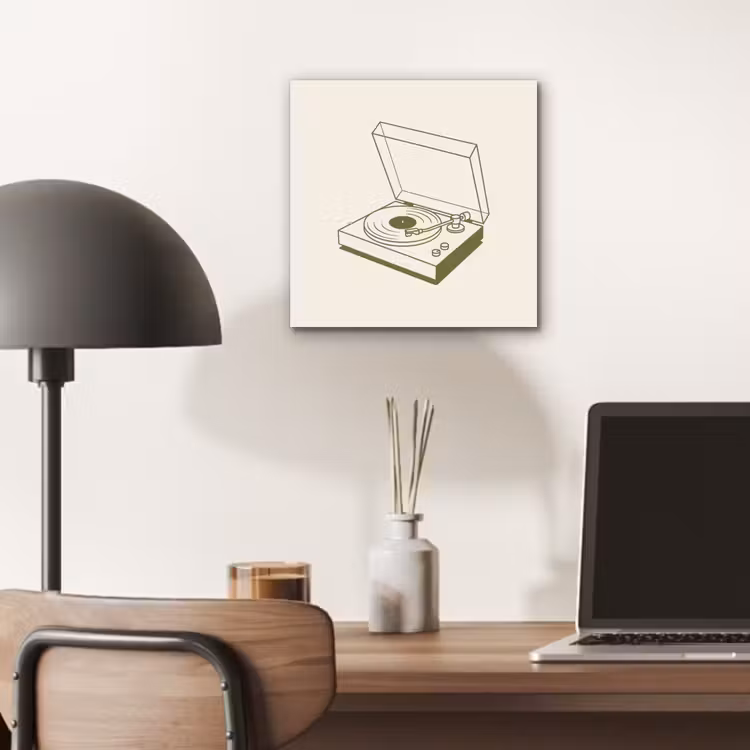Platenspeler - Vinyl - Muziek - Minimalistisch - Groen aluminium wit klein -sfeer5