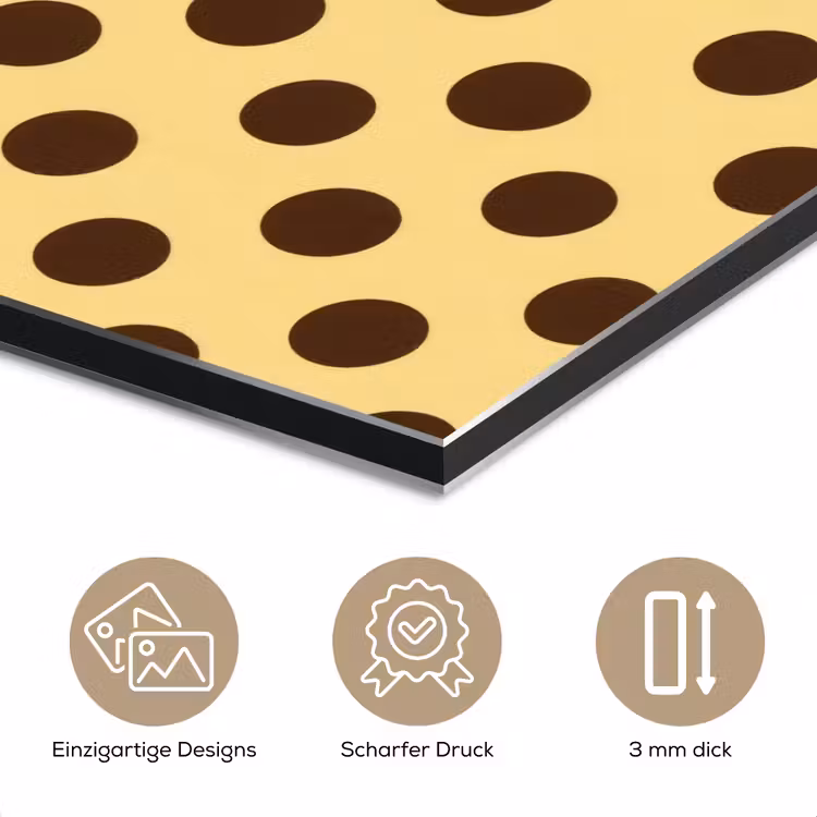 Polka Dot - Stippen - Retro - Geel - Bruin aluminium wit klein 46 -closeup_DE